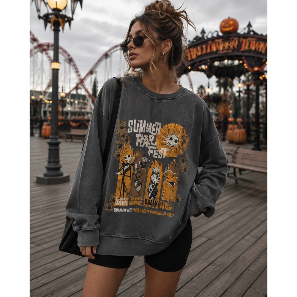 Disney Nightmare Before Christmas Summer Fear Fest Sweatshirt XL Goth‎ Emo Jack